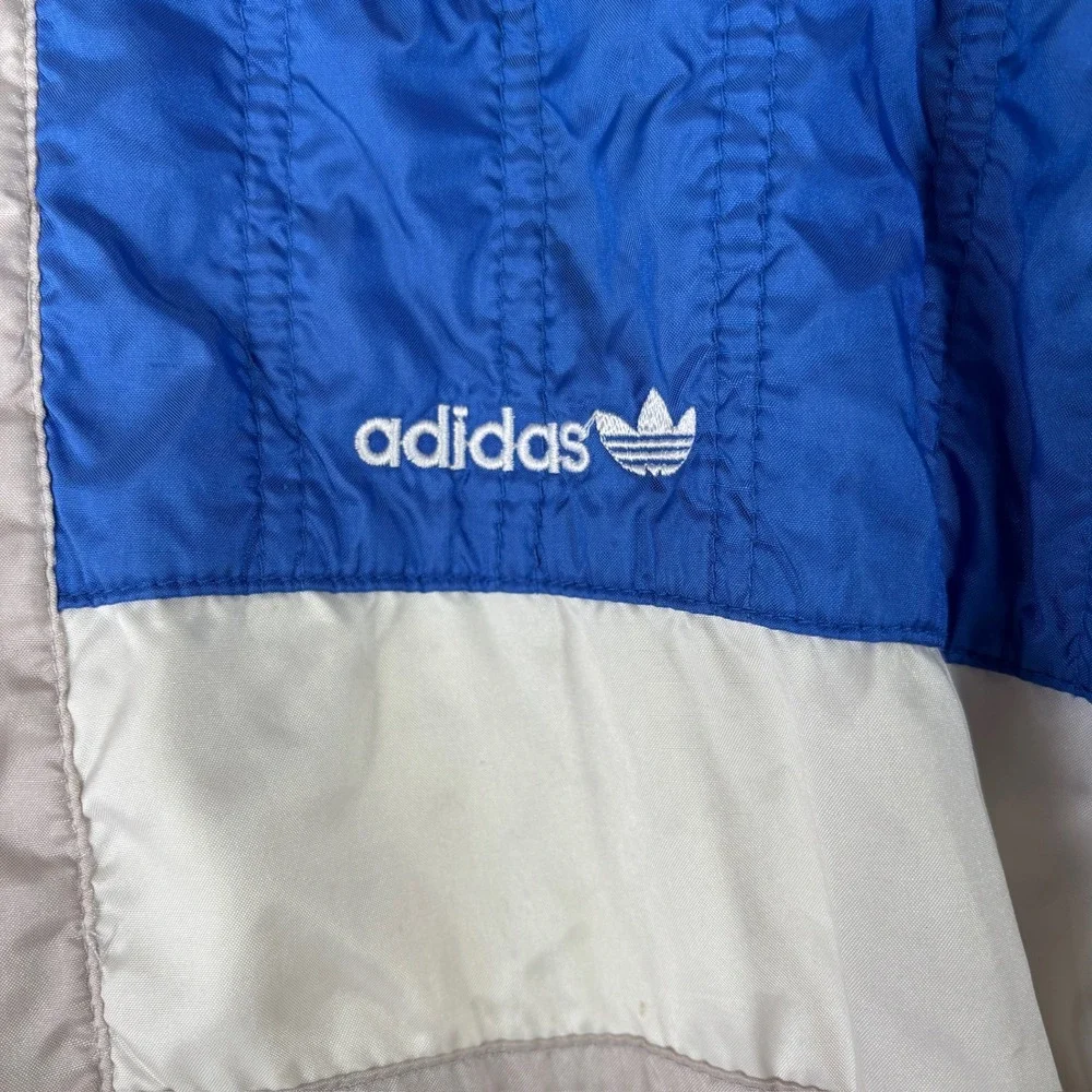 Vintage Adidas Testa Sport Moritz Track Jacket Silver Blue Mens XS Windbreaker